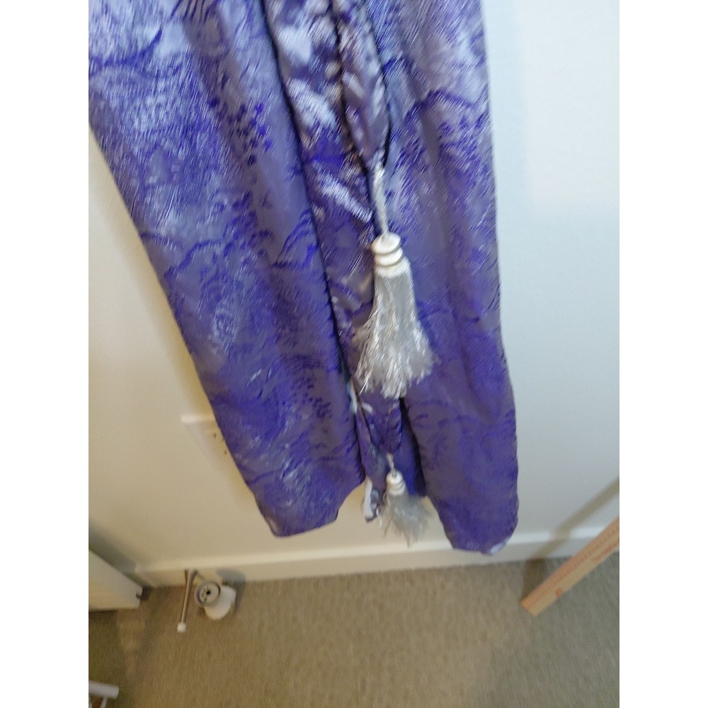 Vintage 1950s or 1960"s blue Silk  Jaquard Japanese silk robe fujiyama Sakura - Picture 7 of 10